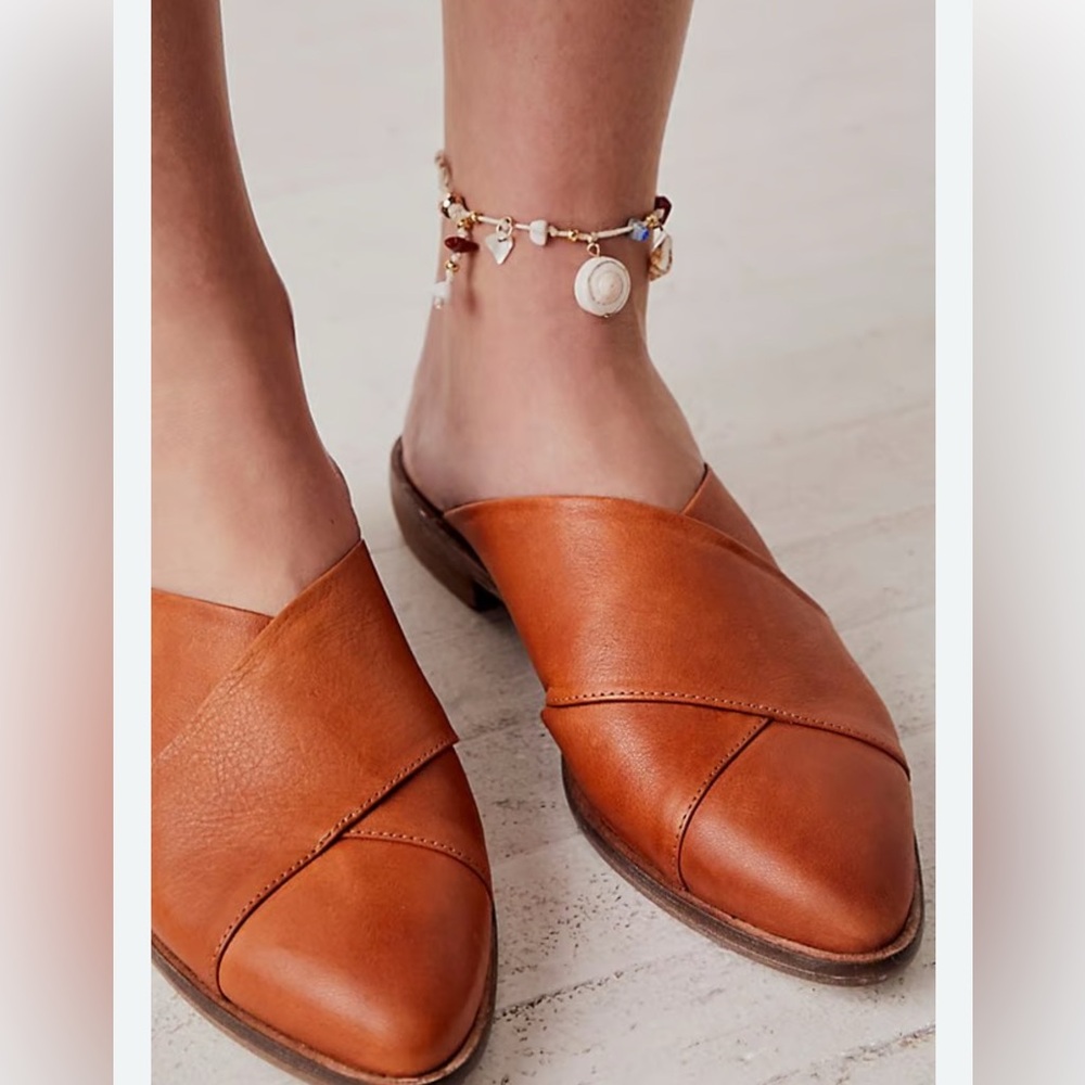 Free People Tan Leather Mules